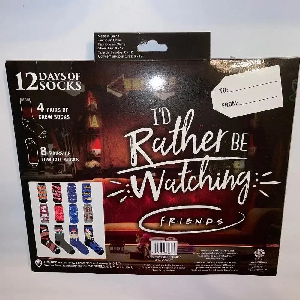 Friends Tv Show 12 days of socks Advent Calendar NEW